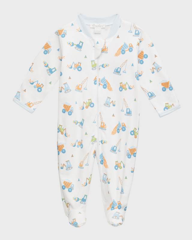 Boy's Construction Convoy Printed Footie, Size Newborn-9